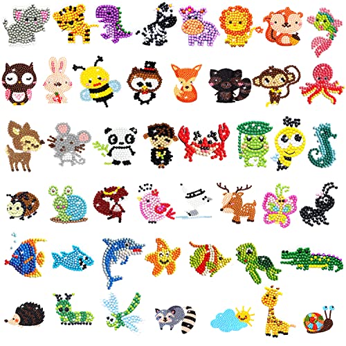 DIY Diamond Painting Sticker für Kinder DIY Diamant Aufkleber Set Tiermalerei Klein Tiere Bilder Malerei Kit DIY Diamant Painting Kit für Kinder Junge Mädchen Erwachsene Anfänger (46 Stück) von BANTI