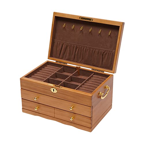 BAOCHADA 3 Schubladen Hölzerne Schmuckschatulle Große Holz Schmuckschatulle Schrank, Großes Fassungsvermögen Schmuckkästchen Schmuckkoffer mit 3 Ebenen Schmuck Aufbewahrungsbox, 29x19x17CM BAOCHADA 3 Schubladen Hölzerne Schmuckschatulle Große Holz Schmuckschatulle Schrank, Großes Fassungsvermögen Schmuckkästchen Schmuckkoffer mit 3 Ebenen Schmuck Aufbewahrungsbox, 29x19x17CM von BAOCHADA