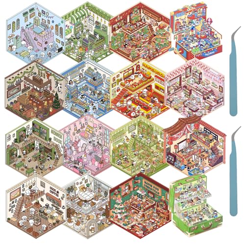BAODBF 16er Set 3D Szenen Sticker,DIY 3D Sticker,16 Themen Landschaftsaufkleber,Ästhetische Selbstklebende Stickers,Scrapbooking Deko für DIY Kunst Tagebuch Planer Album Notizbuc BAODBF 16er Set 3D Szenen Sticker,DIY 3D Sticker,16 Themen Landschaftsaufkleber,Ästhetische Selbstklebende Stickers,Scrapbooking Deko für DIY Kunst Tagebuch Planer Album Notizbuc von BAODBF