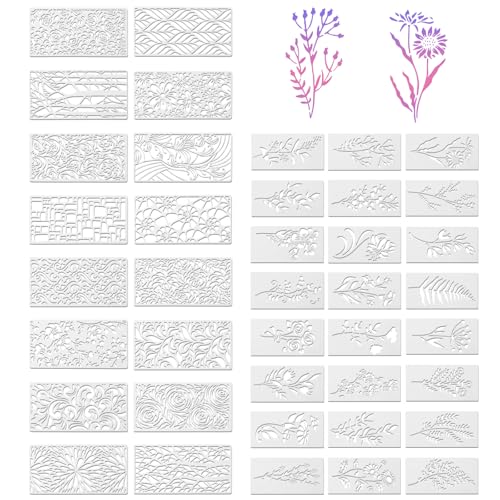 BAODBF 40 Stück Wildblumen Schablonen Textilgestaltung,Baum Schablonen Malen zum Basteln,Malschablonen Kinder mit Blumen,Gras Muster,Blumen Schablone für Scrapbooking Holz Boden Wand Fliesen BAODBF 40 Stück Wildblumen Schablonen Textilgestaltung,Baum Schablonen Malen zum Basteln,Malschablonen Kinder mit Blumen,Gras Muster,Blumen Schablone für Scrapbooking Holz Boden Wand Fliesen von BAODBF