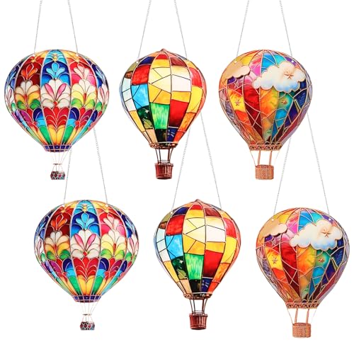 BAODBF 6 Stück Heißluftballon Hanges Ornament Flat Acryl Heißluftballon Anhänger Buntes Fenster hängende Dekorationen für Wand Wohnzimmer BAODBF 6 Stück Heißluftballon Hanges Ornament Flat Acryl Heißluftballon Anhänger Buntes Fenster hängende Dekorationen für Wand Wohnzimmer von BAODBF