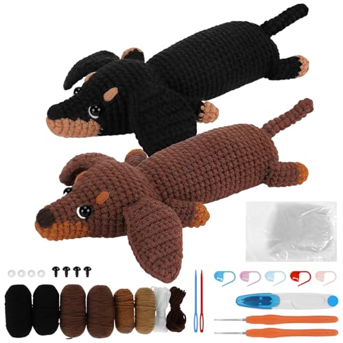 BAODBF Dachshund Häkeln Tiere Set,Komplett Dackel Hund Häkeln Starter Set für Anfänger,Häkelset Einsteiger mit Häkelnadeln,Garn,Füllung,Strickset mit Anleitung,Stricken für Anfänger Geschenk BAODBF Dachshund Häkeln Tiere Set,Komplett Dackel Hund Häkeln Starter Set für Anfänger,Häkelset Einsteiger mit Häkelnadeln,Garn,Füllung,Strickset mit Anleitung,Stricken für Anfänger Geschenk von BAODBF