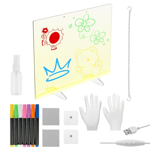 BAODBF Leuchtendes LED Zeichenbrett für Kinder,LED Notiztafel mit Farben mit 7 Farben Stift,Transparent Abwischbar Acryl Notiztafel für Notizblock,Schreibtafel,Memo,35×25cm BAODBF Leuchtendes LED Zeichenbrett für Kinder,LED Notiztafel mit Farben mit 7 Farben Stift,Transparent Abwischbar Acryl Notiztafel für Notizblock,Schreibtafel,Memo,35×25cm von BAODBF