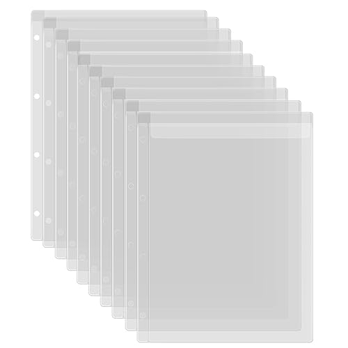 10 Stück A4-Format, Kunststoff-Bindertaschen, 4 Löcher, wasserdichte PVC-Ordner, lose Blätter, zum Vergessen von losen Blättern, Planer, Einstecktaschen für Fotos, Dokumente, Briefmarken und von BAOFALI