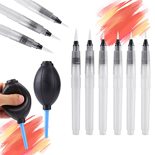 11-teiliges Mini-Luftgebläse-Pinselstift-Set mit 9 Wasserfarben-Pinselstiften, 2 Tinten-Luftgebläse für DIY-Malwerkzeuge, Wasserfarben-Pinsel, Kartenherstellung, Prägung, Malerei, Rendering von BAOFALI