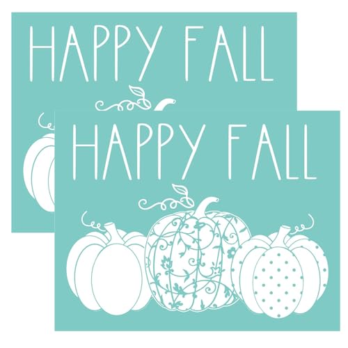 BAOFALI 2 Stück Siebdruck-Schablonen, Happy Fall Kürbisse, wiederverwendbar, selbstklebend, Siebdruck, Heim-Weihnachtsdekoration, Dekoration für Holz/Stoff/Wand/Tasse/Teller/Glas/Papier von BAOFALI