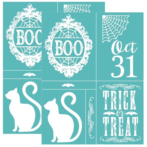 BAOFALI 2 Stück Siebdruck-Schablonen, Happy Halloween, wiederverwendbar, selbstklebend, Siebdruck, Heim-Weihnachtsdekoration, Dekoration für Holz/Stoff/Wand/Tasse/Teller/Glas/Papier BAOFALI 2 Stück Siebdruck-Schablonen, Happy Halloween, wiederverwendbar, selbstklebend, Siebdruck, Heim-Weihnachtsdekoration, Dekoration für Holz/Stoff/Wand/Tasse/Teller/Glas/Papier von BAOFALI