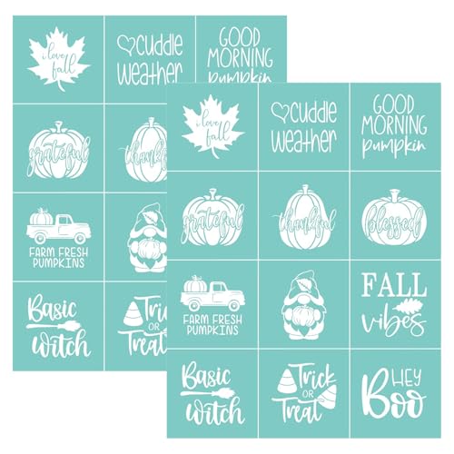 BAOFALI 2 Stück Siebdruck-Schablonen, Herbst-Minis, wiederverwendbar, selbstklebend, Siebdruck, Heim-Weihnachtsdekoration, Dekoration für Holz/Stoff/Wand/Tasse/Teller/Glas/Papier von BAOFALI