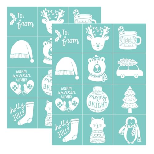 BAOFALI 2 Stück Siebdruck-Schablonen, Merry and Bright Minis, wiederverwendbar, selbstklebend, Siebdruck, Heim-Weihnachtsdekoration, Dekoration für Holz/Stoff/Wand/Tasse/Teller/Glas/Papier BAOFALI 2 Stück Siebdruck-Schablonen, Merry and Bright Minis, wiederverwendbar, selbstklebend, Siebdruck, Heim-Weihnachtsdekoration, Dekoration für Holz/Stoff/Wand/Tasse/Teller/Glas/Papier von BAOFALI