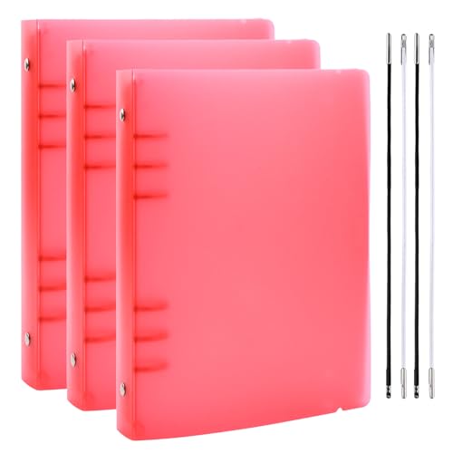 BAOFALI Ringbucheinband, A5, 6-Ringbuch, sauberes, transparentes weiches PVC, für nachfüllbare Notizbuchhülle mit matter Oberfläche, für Stempel- und Stanzschablonen, Rot, 3 Stück von BAOFALI