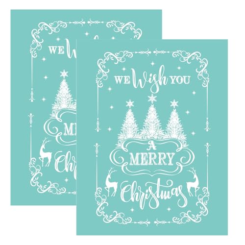 Siebdruck-Schablone mit Aufschrift "We Wish You", wiederverwendbar, selbstklebend, Siebdruck, Heim-Weihnachtsdekoration, Dekoration für Holz/Stoff/Wand/Tasse/Teller/Glas/Papier, 2 Stück Siebdruck-Schablone mit Aufschrift "We Wish You", wiederverwendbar, selbstklebend, Siebdruck, Heim-Weihnachtsdekoration, Dekoration für Holz/Stoff/Wand/Tasse/Teller/Glas/Papier, 2 Stück von BAOFALI