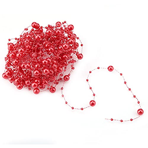 10 M Fischereifäden Perlenkette, Vielseitige Perlen, Wohnkultur, Kleidungszubehör, Blumendisplay für Hochzeitsfeierdekoration, Türen Fenster Dekor, Tische Vasen (Rot) von BAOFUYA