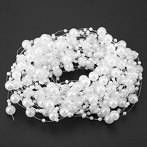 10 M Fischereifäden Perlenkette, Vielseitige Perlen, Wohnkultur, Kleidungszubehör, Blumendisplay für Hochzeitsfeierdekoration, Türen Fenster Dekor, Tische Vasen (WHITE) von BAOFUYA