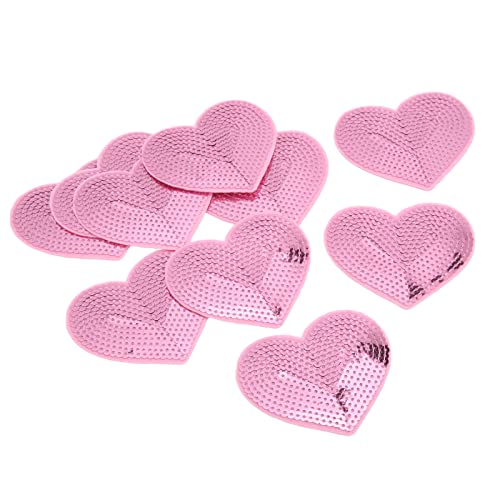 10 Stück Aufnäher Zum Aufbügeln, Rosa Herz, Kleidung, Aufnäher, Reparatur, Dekorationsset, Pailletten Aufnäher, Aufnäher Zum Reparieren von Kleidung von BAOFUYA