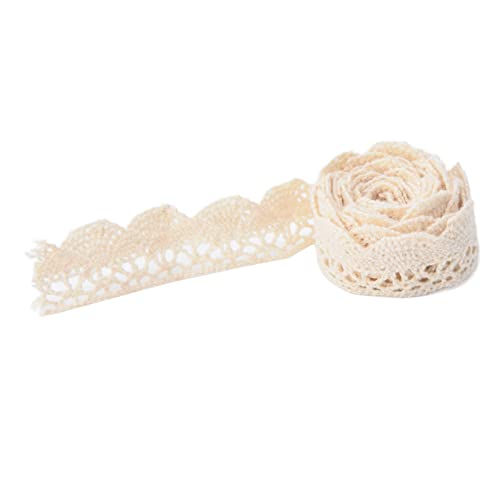 20 Meter Elegante Spitzenbaumwäsche, Weiche und Komfortable Baumwollverkleidung für die Haushaltsdekoration, Frei mit Seil, 20 Yards, für Kleidung und Geschenkpaket (Beige) von BAOFUYA