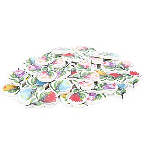 200pcs Blumenknöpfe, 2 Löcher Farbenfrohe Blumenknöpfe Zum Nähen von Handwerks -DIY -Dekoration, Ideal für Jeans, Mäntel usw., Hergestellt aus Komplexen Holz, Stabil und Langlebig, mit Abgerundeten von BAOFUYA