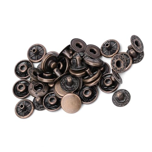 50 Set Messing Snap Fastenel Kit, Professionelles DIY -Ledernäher mit 3 Größen 3 Farben für Bekleidungsbeutel Accessoires (10 mm) von BAOFUYA