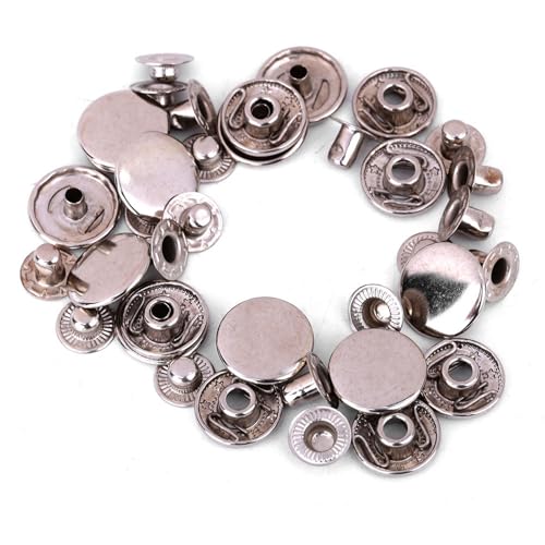50 Set Messing Snap Fastenel Kit, Professionelles DIY -Ledernäher mit 3 Größen 3 Farben für Bekleidungsbeutel Accessoires (10 mm) von BAOFUYA