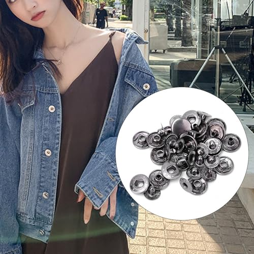 50 Set Messing Snap Fastenel Kit, Professionelles DIY -Ledernäher mit 3 Größen 3 Farben für Bekleidungsbeutel Accessoires (12,5 mm) von BAOFUYA