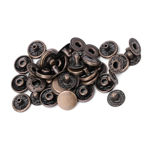 50 Set Messing Snap Fastenel Kit, Professionelles DIY -Ledernäher mit 3 Größen 3 Farben für Bekleidungsbeutel Accessoires (12,5 mm) von BAOFUYA