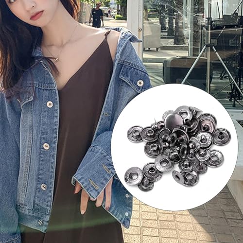 50 Set Messing Snap Fastenel Kit, Professionelles DIY -Ledernäher mit 3 Größen 3 Farben für Bekleidungsbeutel Accessoires (15 mm) von BAOFUYA