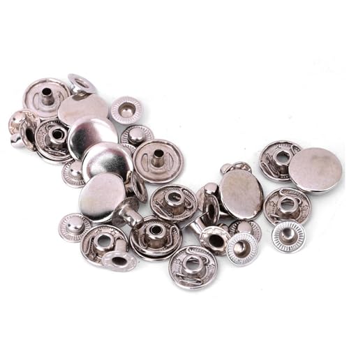 50 Set Messing Snap Fastenel Kit, Professionelles DIY -Ledernäher mit 3 Größen 3 Farben für Bekleidungsbeutel Accessoires (15 mm) von BAOFUYA