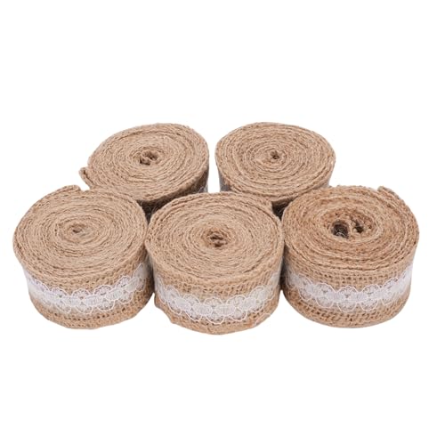 5pcs Hochzeitsdekorationen Sackleinenband, Sackleinenband mit Weißen Spitzenverkleidungen 6,6ft Handgefertigtes Spitzenrolle für DIY -Handwerk 5pcs Hochzeitsdekorationen Sackleinenband, Sackleinenband mit Weißen Spitzenverkleidungen 6,6ft Handgefertigtes Spitzenrolle für DIY -Handwerk von BAOFUYA