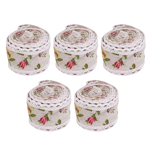 5pcs Spitzenausstattungsbandrolle, 2 M Langes Rustikales Rustikal -Jute -Band Hessian -Themenband für Handwerksparty -Wohndekorationen 5pcs Spitzenausstattungsbandrolle, 2 M Langes Rustikales Rustikal -Jute -Band Hessian -Themenband für Handwerksparty -Wohndekorationen von BAOFUYA