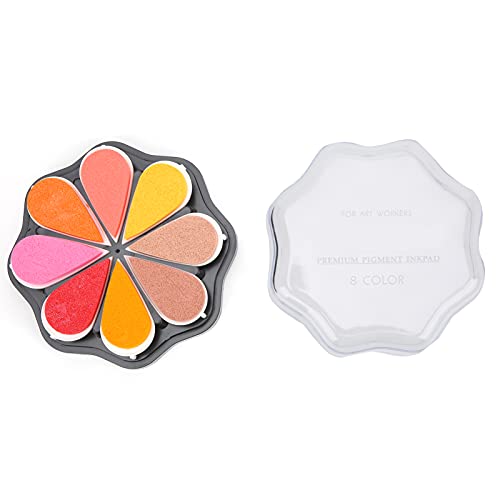 8 Farben Blütenstempelstempelkissen Bastelkissen Stempel Fingerkissen für Papier Scrapbooking Holzstoffkarte, Tintenkissen -Set, Wundervolles Blattform -Design, Einfach zu Bedienen, Boxed (1032) von BAOFUYA