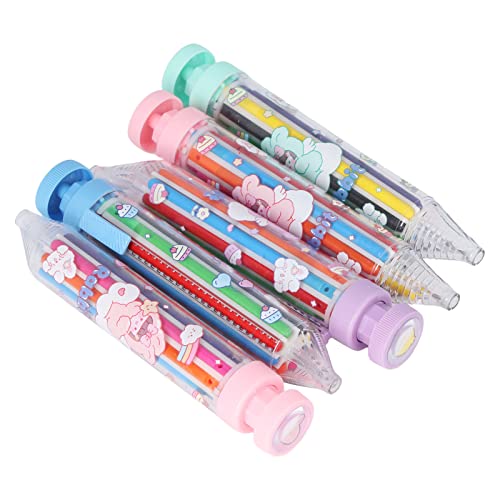 BAOFUYA 5Pcs 8 in 1 Press Crayons Pens Mehrfarbige Einziehbare Kugelschreiber für Büro Schulbedarf Studenten Geschenk von BAOFUYA