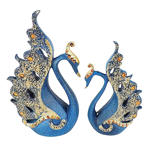 BAOFUYA Paar Harz -Schwan -Ornamente Elegante Dekorationen für das Innere des Autos, 2x Swan Statuillas (BLUE) von BAOFUYA