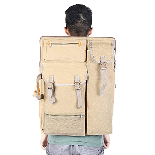 BAOFUYA Wasserdichte Kunstbeutel Im Freien in der Outdoor -Leinwand Großer Multifunktions -Skizzenbretttasche für das Malerei Zeichnung (Khaki) von BAOFUYA