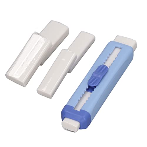 Einziehbarer Radiergummi für Schüler, Tragbarer Pushpull -Doppelgummist mit ABS -Design, Schnallen und Penslot, Leichtes und Einstellbares, Dünnem Dickem Kopfdurchmesser, Geeignet für (BLUE) von BAOFUYA