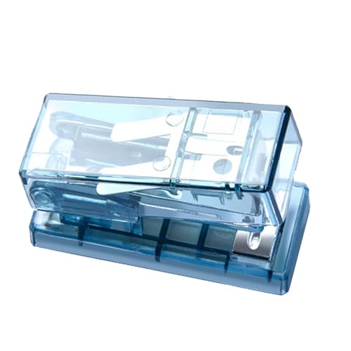 Mini Stapler, Ergonomisches Design Leichtes Tragbarer Fingerhüter aus PVC, Kunststoff, Metall, Durchscheinender Büro -Hefter für Schultürstitärer Schreibwaren mit Staples (BLUE) von BAOFUYA