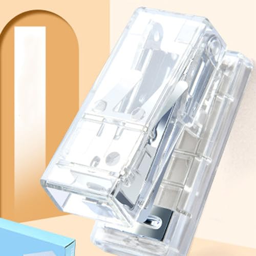 Mini Stapler, Ergonomisches Design Leichtes Tragbarer Fingerhüter aus PVC, Kunststoff, Metall, Durchscheinender Büro -Hefter für Schultürstitärer Schreibwaren mit Staples (WHITE) von BAOFUYA