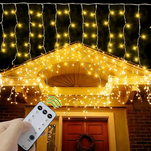 Eisregen Lichterkette Außen 5M 200LEDs Warmweiß, Weihnachten Lichtervorhang Eiszapfen Lichterkette, EU Stecker mit Timer + 8 Modi + Speicherfunktion,Mit Fernbedienung,für Weihnachten, Hochzeit, Hallow Eisregen Lichterkette Außen 5M 200LEDs Warmweiß, Weihnachten Lichtervorhang Eiszapfen Lichterkette, EU Stecker mit Timer + 8 Modi + Speicherfunktion,Mit Fernbedienung,für Weihnachten, Hochzeit, Hallow von BAOMING