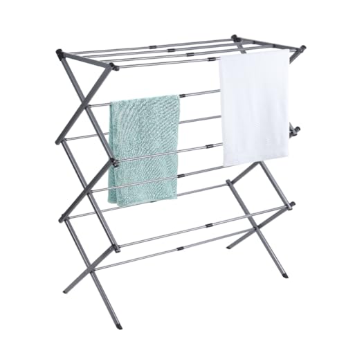 BAOYOUNI Klappbarer Wäscheständer Platzsparend, Mehrstöckiger Standtrockner aus Metall, Ausziehbarer Wäscheturm 43-75cm Trockenlänge für Wäscheküche, kleine Wohnungen, Balkon, Innen und Außen, Grau BAOYOUNI Klappbarer Wäscheständer Platzsparend, Mehrstöckiger Standtrockner aus Metall, Ausziehbarer Wäscheturm 43-75cm Trockenlänge für Wäscheküche, kleine Wohnungen, Balkon, Innen und Außen, Grau von BAOYOUNI