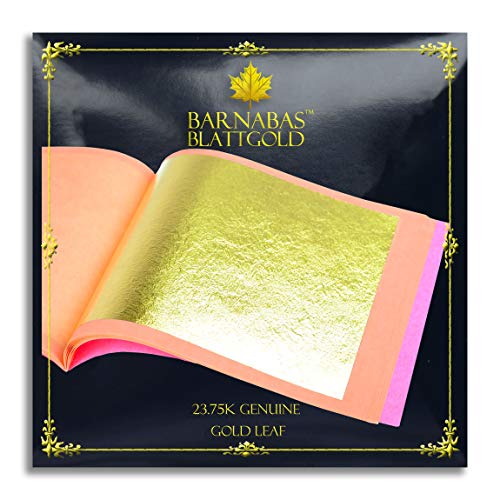 Barnabas Blattgold Goldblatt - 23,75 Karat echtes Gold [25 Blätter, 3,4 Zoll] - Lose Blätter für Malerei, Kunst und Handwerk von BARNABAS BLATTGOLD