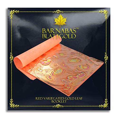 Barnabas Blattgold Variegiertes Blattgold, Farbe Rot [25 Blätter, 5,5 Zoll], Metallfolienblatt für Malerei, Kunst und Handwerk. von BARNABAS BLATTGOLD