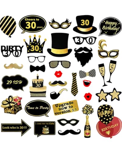 BARRU 36 Stück Geburtstag Fotobox Accessoires- für Geburtstag, Photo Fotobox Accessoires mit Hut, Lippenstift, Krawatte, Kronen, Foto Requisiten für Silvester Deko,Party Dekoration Zubehör BARRU 36 Stück Geburtstag Fotobox Accessoires- für Geburtstag, Photo Fotobox Accessoires mit Hut, Lippenstift, Krawatte, Kronen, Foto Requisiten für Silvester Deko,Party Dekoration Zubehör von BARRU