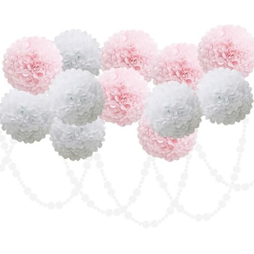 Pinke Brautparty-Dekorationen – Blush Pink / Creme, bunte Papier-Pompons, Wanddekoration für Babypartys, Hochzeiten, Abschlussfeiern, Teepartys, Verlobungen Pinke Brautparty-Dekorationen – Blush Pink / Creme, bunte Papier-Pompons, Wanddekoration für Babypartys, Hochzeiten, Abschlussfeiern, Teepartys, Verlobungen von BARTHEW
