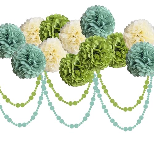 Salbeigrüne Party-Dekorationen, Papier-Pompons für Geburtstage, Braut- oder Babypartys, Verlobung, Boho-Hochzeit, grüne Party-Dekoration Salbeigrüne Party-Dekorationen, Papier-Pompons für Geburtstage, Braut- oder Babypartys, Verlobung, Boho-Hochzeit, grüne Party-Dekoration von BARTHEW
