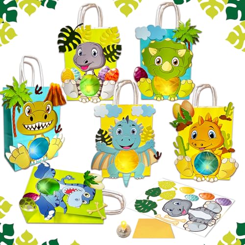 BARVERE 6 Laternen Bastelset für Kinder, Laterne St Martin mit Transparentpapier und Doppelseitiger Kleber und LED-Perlen, Laterne Basteln für Mädchen und Jungen, Ideal Geburtstag für Kinder - Dino B BARVERE 6 Laternen Bastelset für Kinder, Laterne St Martin mit Transparentpapier und Doppelseitiger Kleber und LED-Perlen, Laterne Basteln für Mädchen und Jungen, Ideal Geburtstag für Kinder - Dino B von BARVERE
