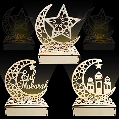 BARVERE Ramadan Dekoration LED Lamp, 3Pcs Eid Dekorationen, Holz Tischdekoration Mondlampe, Eid Dekorationen Für Zu Hause Ramadan Handwerk Dekoration BARVERE Ramadan Dekoration LED Lamp, 3Pcs Eid Dekorationen, Holz Tischdekoration Mondlampe, Eid Dekorationen Für Zu Hause Ramadan Handwerk Dekoration von BARVERE