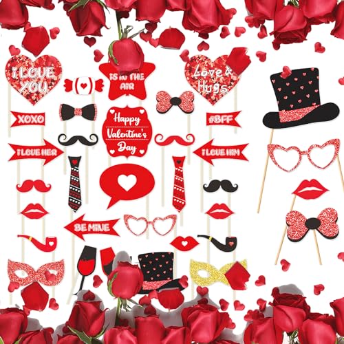 30 Stück Valentinstag Photo Booth Requisiten Happy Lovers Selfie Requisiten Lustige rote Herz Lippe Brille Bart Hut Weinglas Photobooth Requisiten für Fotografie für Hochzeit Party Fotoshootings 30 Stück Valentinstag Photo Booth Requisiten Happy Lovers Selfie Requisiten Lustige rote Herz Lippe Brille Bart Hut Weinglas Photobooth Requisiten für Fotografie für Hochzeit Party Fotoshootings von BASEMMAHER