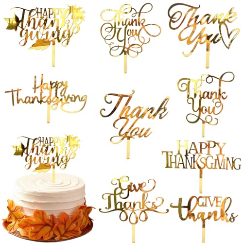 9 Packungen Herbst-Thanksgiving-Kuchenaufsätze Happy Thanksgiving Acryl Gold Ahornblatt Cupcake Toppers Picks Dankeschön-Buchstaben-Kuchenaufsatz für Herbst-Motto-Party, Kuchen, Desserts, Dekoration 9 Packungen Herbst-Thanksgiving-Kuchenaufsätze Happy Thanksgiving Acryl Gold Ahornblatt Cupcake Toppers Picks Dankeschön-Buchstaben-Kuchenaufsatz für Herbst-Motto-Party, Kuchen, Desserts, Dekoration von BASEMMAHER