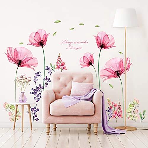 BASHOM BS-106 Groß X-ray Rosa Blumen Wandtattoo Wandaufkleber Aquarell Wandsticker für Schlafzimmer Wohnzimmer Wanddeko Kinderzimmer Sofa Fenster Deko Hintergrund BASHOM BS-106 Groß X-ray Rosa Blumen Wandtattoo Wandaufkleber Aquarell Wandsticker für Schlafzimmer Wohnzimmer Wanddeko Kinderzimmer Sofa Fenster Deko Hintergrund von BASHOM