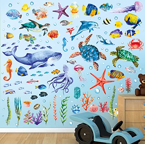 BASHOM DS12-8048 Unter dem Meer Wandaufkleber Wandtattoo Fisch Ozean Fische Seetang Wandsticker Abnehmbar für Kinder Kinderzimmer Babyzimmer Schlafzimmer Wohnzimmer Badezimmer Wanddeko von BASHOM