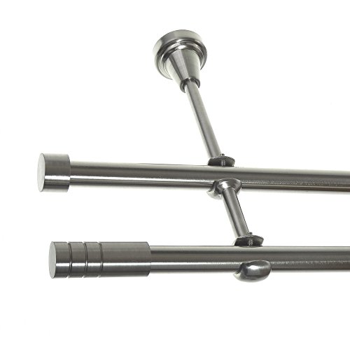 BASIT Gardinenstange 2 läufig 160 cm lang I Ø 16 mm I Vorgangstange doppelläufig Wandmontage in Edelstahl Look Set Metall I 120-600cm wählbar H24 BASIT Gardinenstange 2 läufig 160 cm lang I Ø 16 mm I Vorgangstange doppelläufig Wandmontage in Edelstahl Look Set Metall I 120-600cm wählbar H24 von BASIT