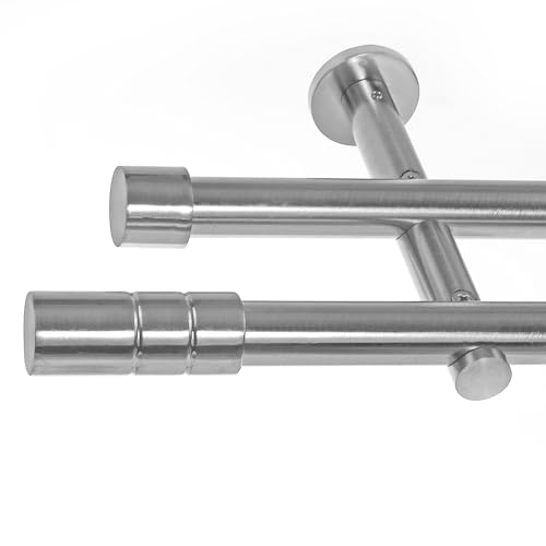 BASIT Gardinenstange 2 läufig 180cm lang Edelstahl Look I Gardinenstange doppelläufig Wandmontage Ø19mm mit Zylinder I In 120-600cm verfügbar H29 BASIT Gardinenstange 2 läufig 180cm lang Edelstahl Look I Gardinenstange doppelläufig Wandmontage Ø19mm mit Zylinder I In 120-600cm verfügbar H29 von BASIT